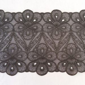Tüllstickerei-Spitze in anthrazit - 19cm breit