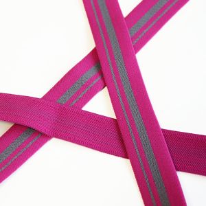 Unterhosengummi in fuchsia-grau - 25mm breit
