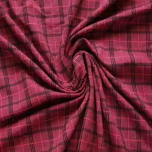 Unterwäsche Lycra Stoff mit Tartan Schottenkaro Muster in weinrot