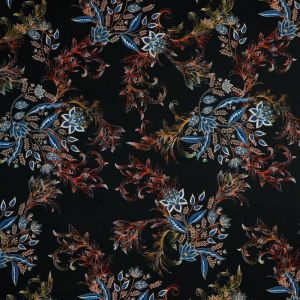 Leichter, fliessender Stoff in dunklem taupe mit Blumen- und Rankenmuster in Braun- und Goldtönen - für Sommerbekleidung.