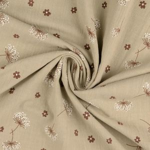 Vintage Baumwollstoff in stone mit Blumen