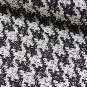 Viskose Stoff mit Vichy Hahnentritt Muster in schwarz-weiss