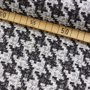Viskose Stoff mit Vichy Hahnentritt Muster in schwarz-weiss
