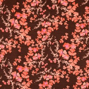 Viskose Jersey Stoff mit Blumen in braun und altrosa
