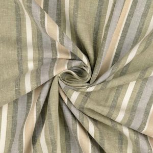 Viskose-Leinen Stoff in offwhite-beige-khaki gestreift