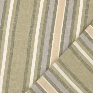 Viskose-Leinen Stoff in offwhite-beige-khaki gestreift