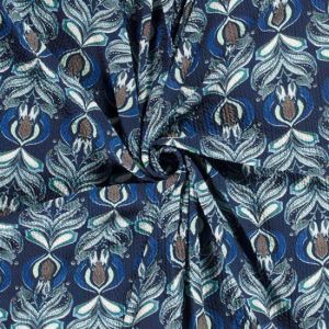 Viskose-Modal Crinkle Stoff in blau-aquamarine