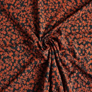 Viskose - Modal Jersey Stoff mit Blumen in terra