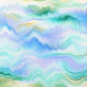 Viskose Modal Sommerstick Stoff in türkis und blau mit Regenbogenmuster für Damenbekleidung, T-Shirts, Tops, Leggings