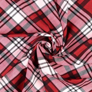 Viskose - Modal Stoff mit Tartan Muster in dunkelrot