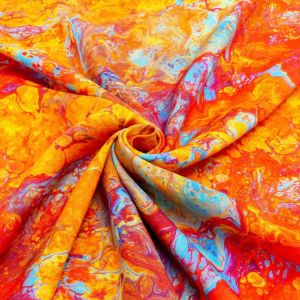 Viskose Stoff in orange marmoriert