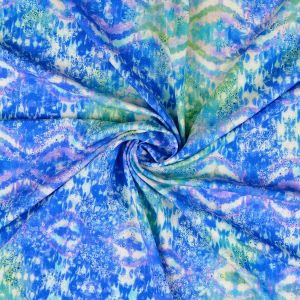Viskose Modal Jersey Stoff in blau mit Batikmuster zum Damenbekleidung nähen