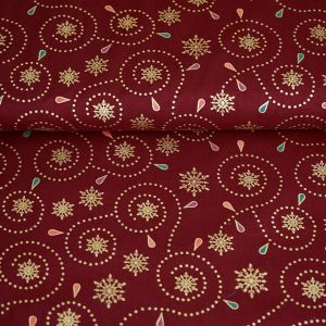 Weihnachtsstoff-in-dunkelrot-und-gold