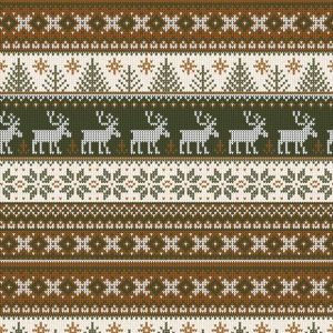 Sweat Stoff  mit winterlich-nordischer Musterung mit Rentiermuster