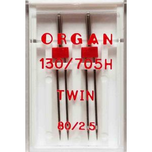 Zwillingsnadeln 80 2.5mm Nadelabstand Organ, 2 Stk.
