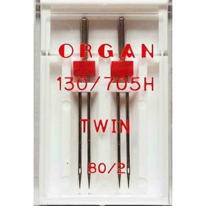 Zwillingsnadeln 80 2mm Nadelabstand Organ, 2 Stk.